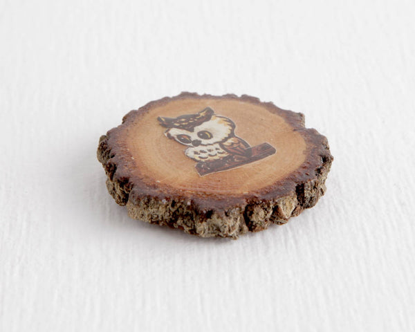 Owl Tree Slice Magnet at Lobster Bisque Vintage