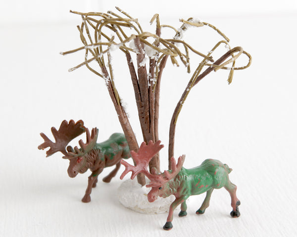 Pair of Green and Brown Bull Moose at Lobster Bisque Vintage