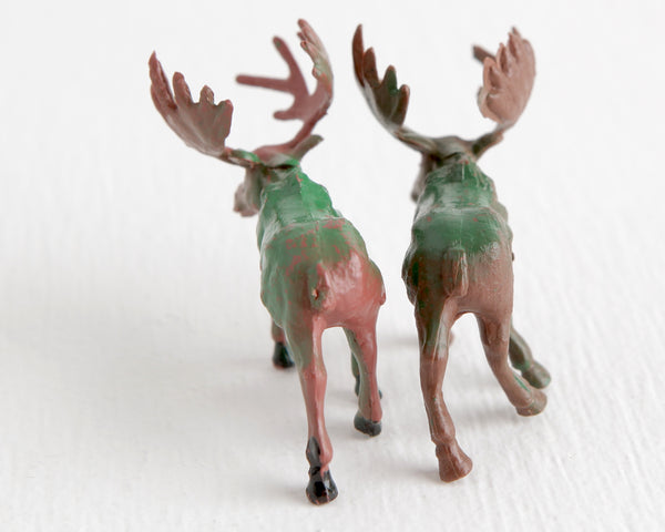 Pair of Green and Brown Bull Moose at Lobster Bisque Vintage
