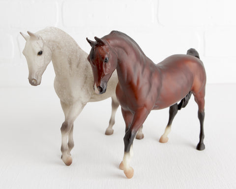 Breyer Pair of Arabians in Dapple Gray and Bay at Lobster Bisque Vintage