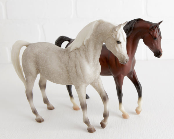 Breyer Pair of Arabians in Dapple Gray and Bay at Lobster Bisque Vintage