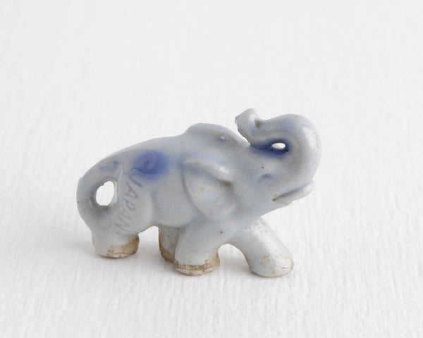 Pale Blue Miniature Elephant Figurine at Lobster Bisque Vintage