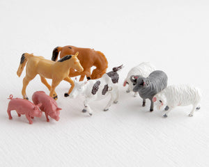 Small Farm Animal Lot with Cow, Horses, Sheep, and Pigs at Lobster Bisque Vintage