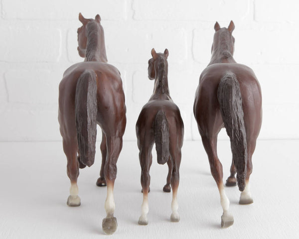 Breyer Liver Chestnut Pinto Stock Horse Family with Mare, Stallion, and Foal at Lobster Bisque Vintage