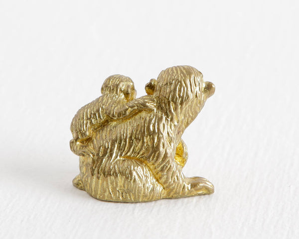 Gold Metal Monkey Mother and Baby at Lobster Bisque Vintage