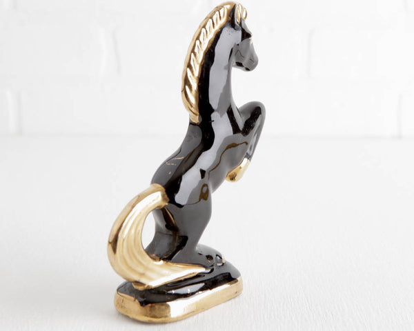 Black and Gold Ceramic Rearing Horse at Lobster Bisque Vintage