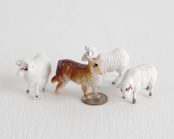 Collie Dog and White Sheep Set at Lobster Bisque Vintage