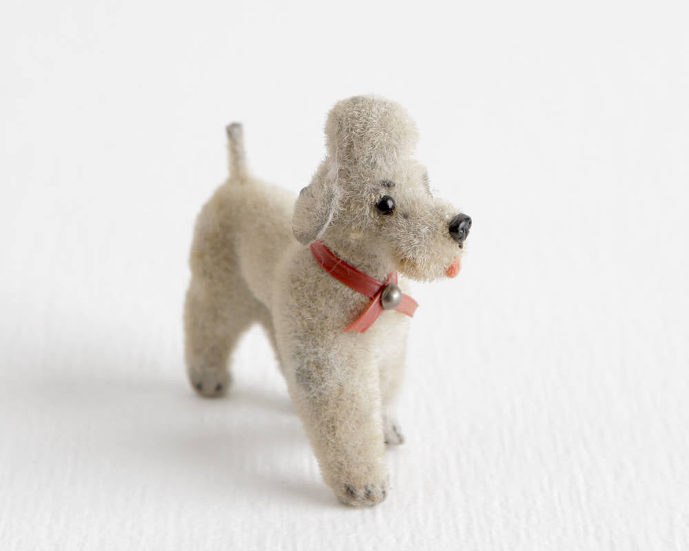 Gray Poodle Figurine with Red Collar, Wagner West Germany Handwork Kunstlerschutz at Lobster Bisque Vintage