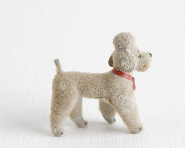 Gray Poodle Figurine with Red Collar, Wagner West Germany Handwork Kunstlerschutz at Lobster Bisque Vintage