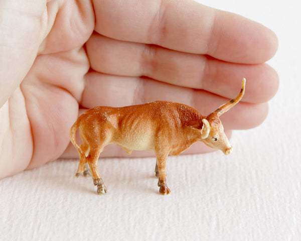 Tiny Fawn Colored Texas Longhorn Bull at Lobster Bisque Vintage