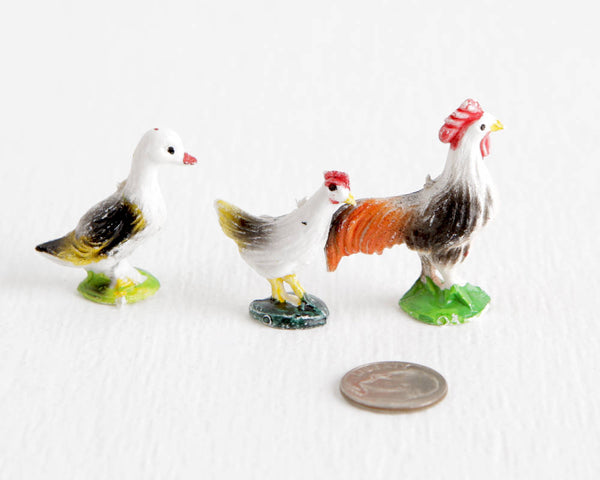 Colorful Chickens and Duck at Lobster Bisque Vintage