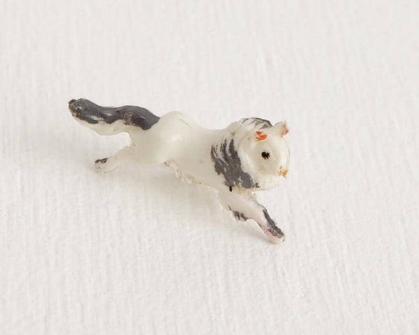 Tiny White and Gray Sheepdog Figurine at Lobster Bisque Vintage