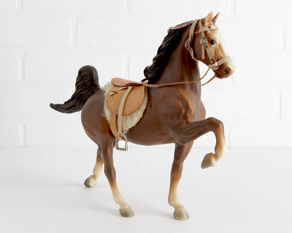 Breyer Commander Five Gaiter with Breyer Saddle and Bridle and Painted Red Ribbons at Lobster Bisque Vintage