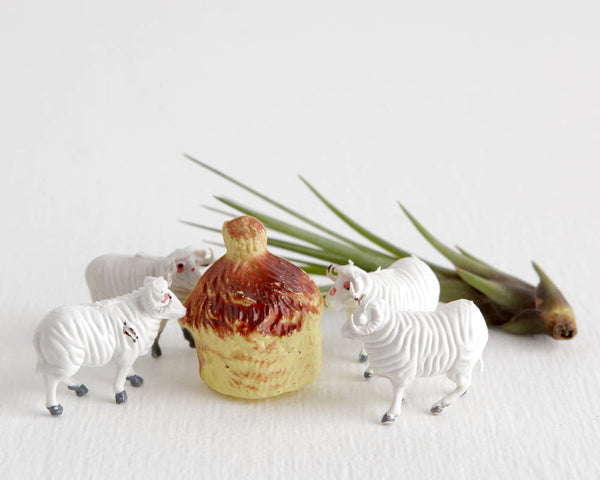 Set of Four of White Sheep with Haystack at Lobster Bisque Vintage