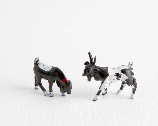 Pair of Tiny Black and White Goats at Lobster Bisque Vintage