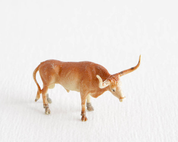 Tiny Fawn Colored Texas Longhorn Bull at Lobster Bisque Vintage