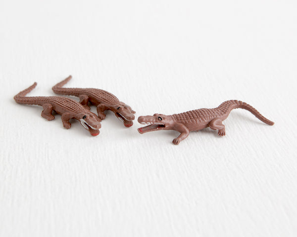 Trio of Brown Crocodiles with Open Mouths at Lobster Bisque Vintage