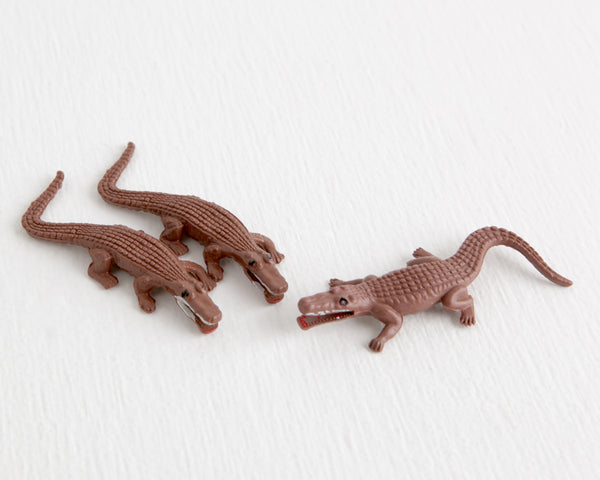 Trio of Brown Crocodiles with Open Mouths at Lobster Bisque Vintage